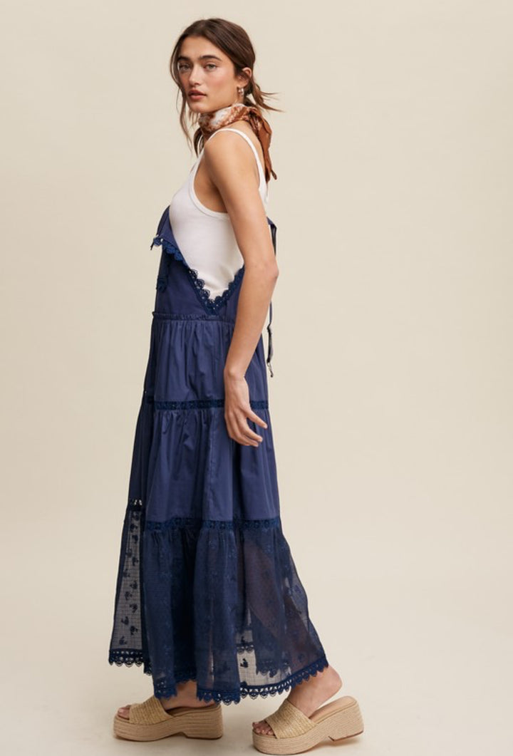 Lace and Tiered Romantic Overall Dress