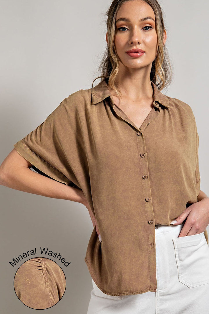 Mineral Wash Button Top